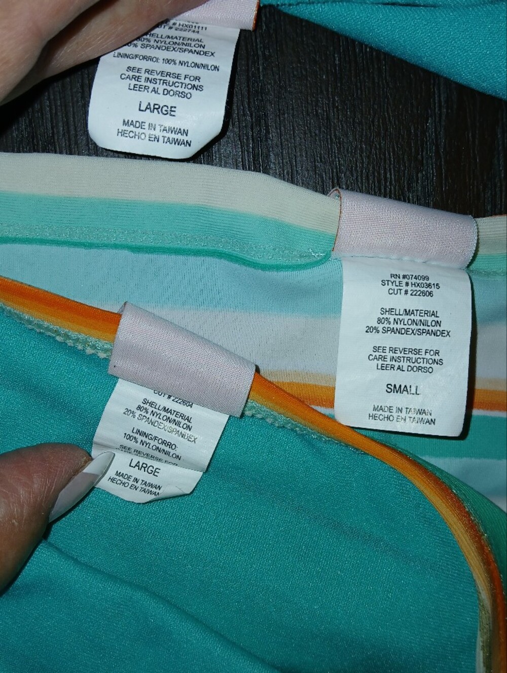 Split Teal, White & Orange Striped Women's 3-Piece Swim Set - Picture 8 of 11